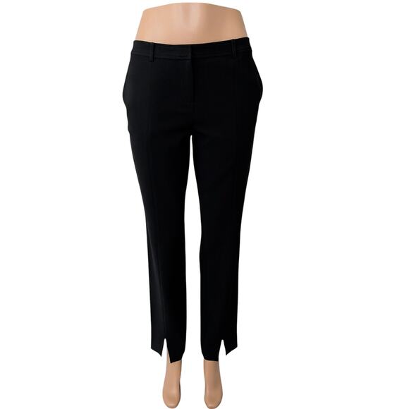 St. John Caviar Black Crepe Marocain Front Slit Ankle Pants in Jennifer Fit - Picture 2 of 16